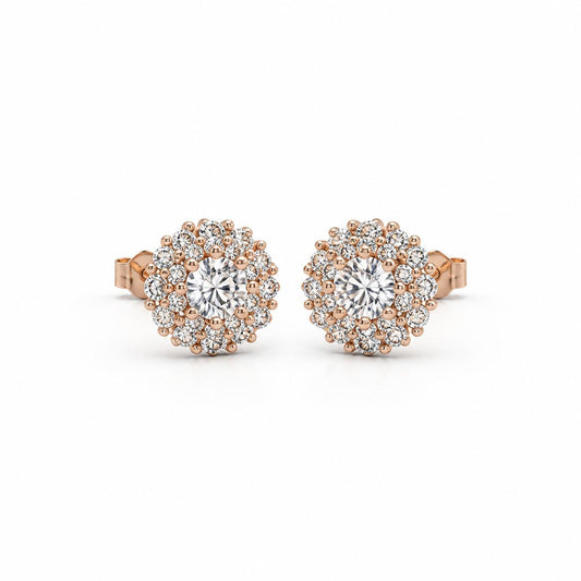 Rose Gold Solara Rosette Halo Earrings product image 1