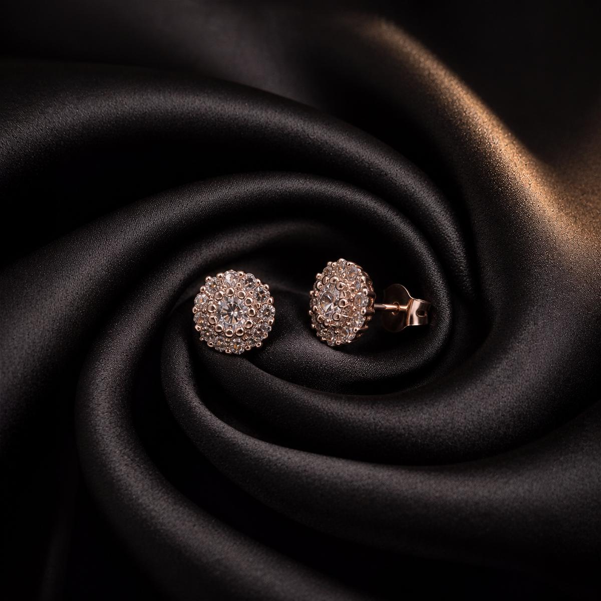 Rose Gold Solara Rosette Halo Earrings product image 2