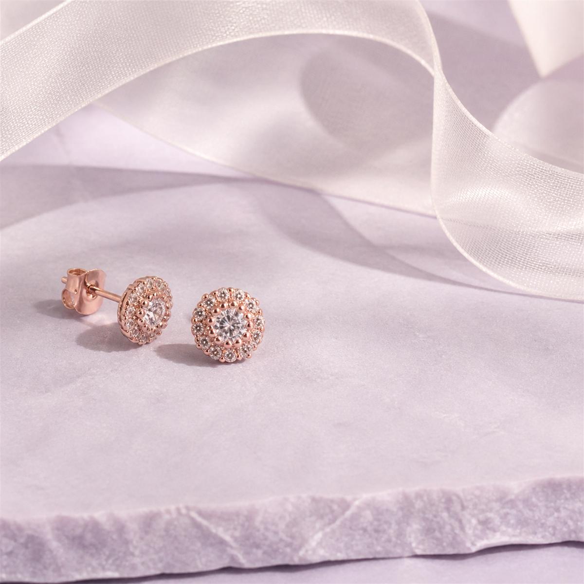 Rose Gold Solara Rosette Halo Earrings product image 4