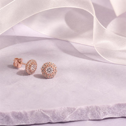 Rose Gold Solara Rosette Halo Earrings product image 4