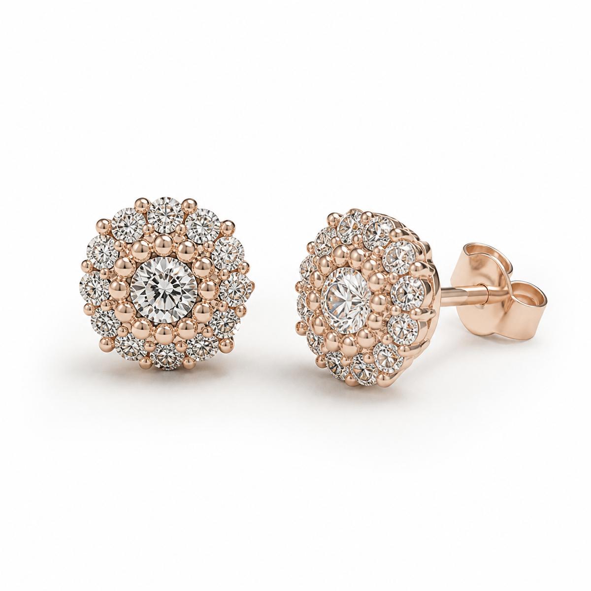 Rose Gold Solara Rosette Halo Earrings product image 5