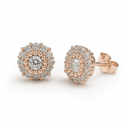 Rose Gold Solara Rosette Halo Earrings product image 5