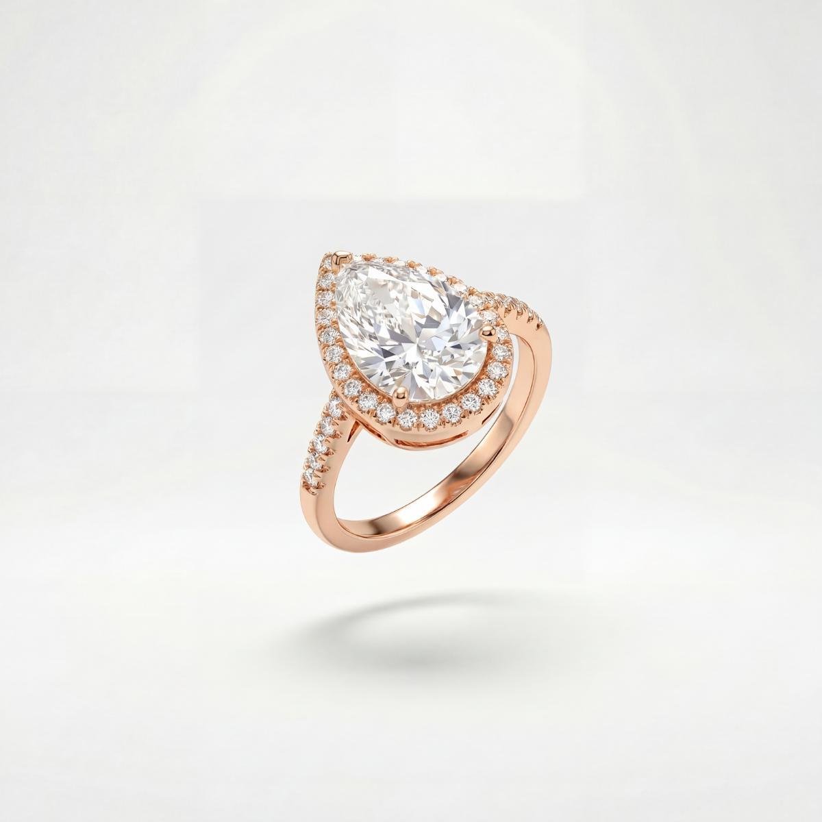 Rose Gold Teardrop Halo Ring product image 1