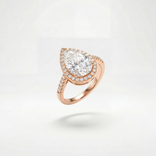 Rose Gold Teardrop Halo Ring product image 1