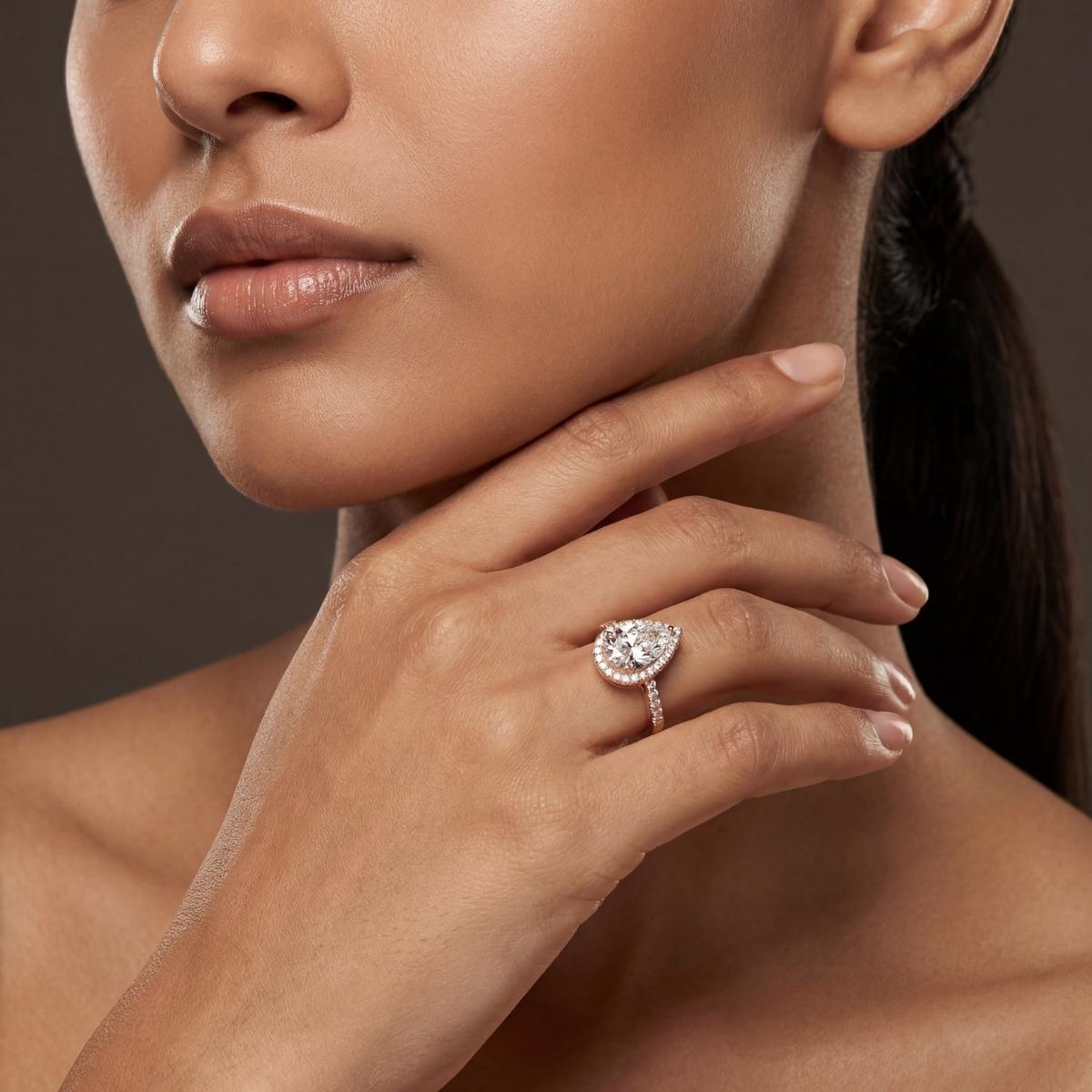 Rose Gold Teardrop Halo Ring product image 6
