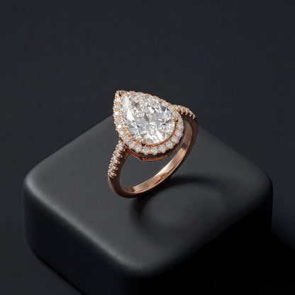 Rose Gold Teardrop Halo Ring product image 3