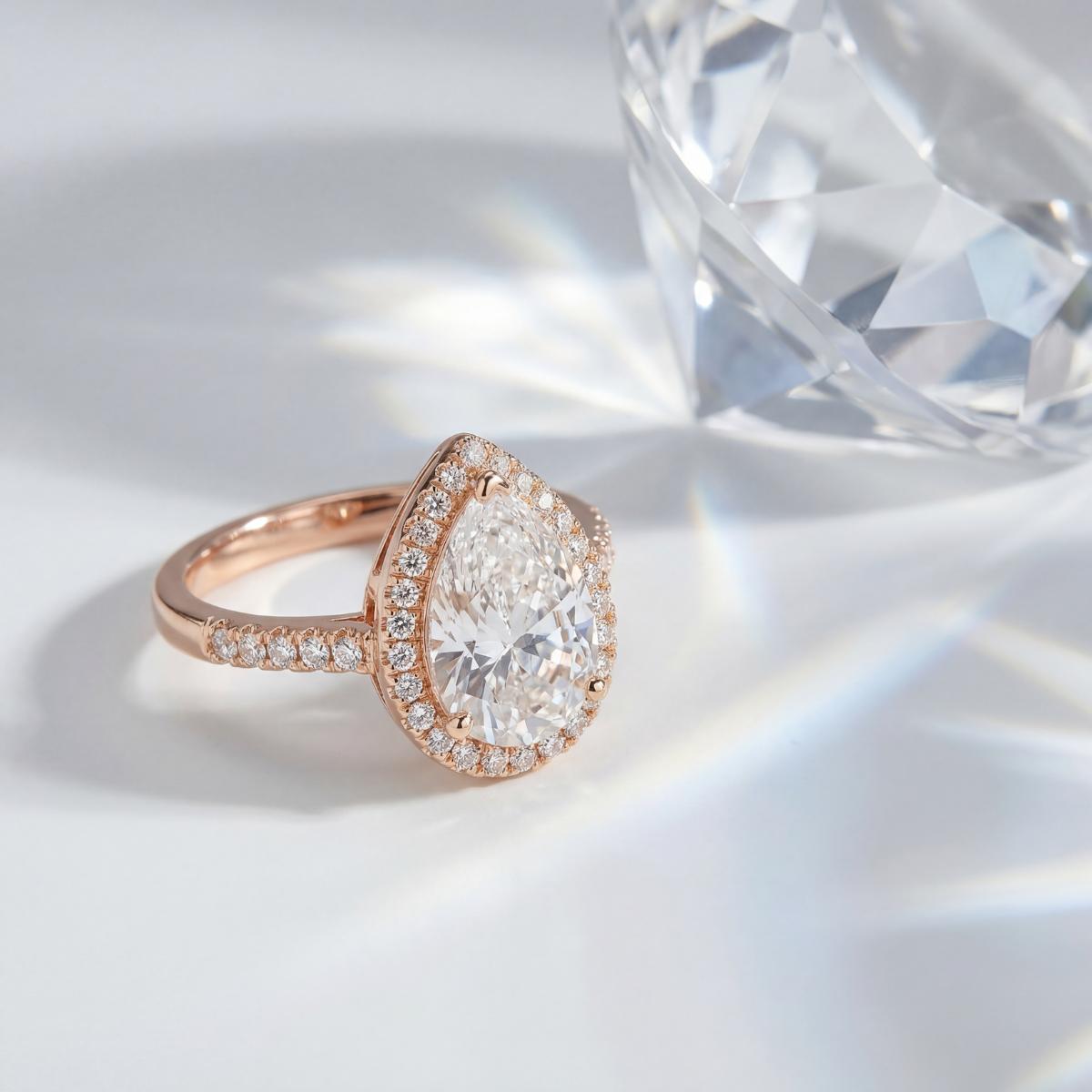 Rose Gold Teardrop Halo Ring product image 4