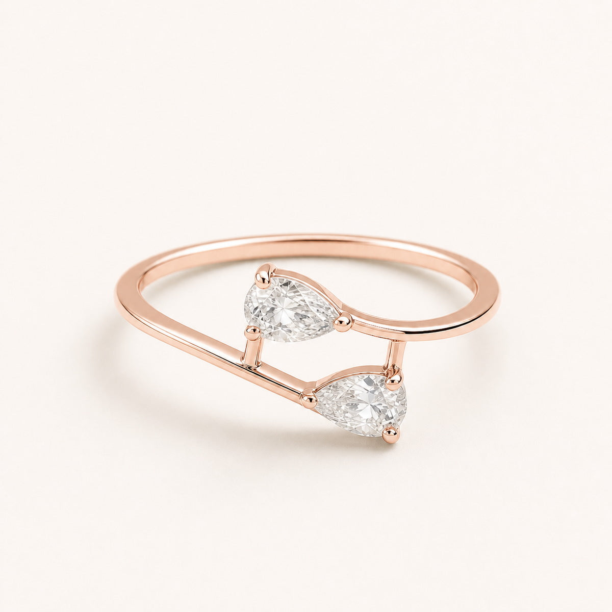 Rose Gold Adjustable Twin Pear Ring product image 1