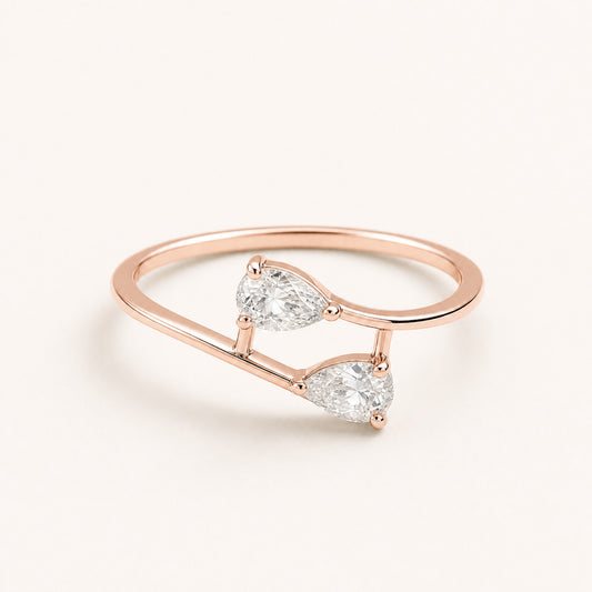 Rose Gold Adjustable Twin Pear Ring product image 1
