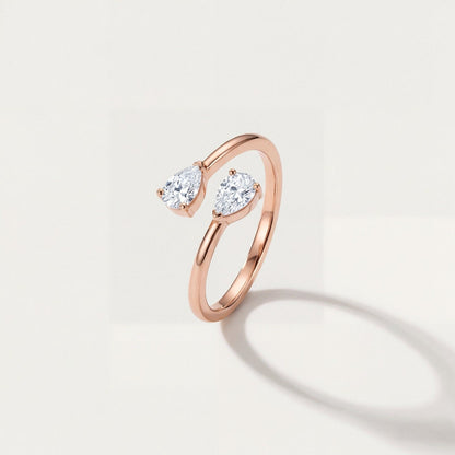 Rose Gold Adjustable Twin Pear Ring product image 1