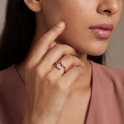 Rose Gold Adjustable Twin Pear Ring product image 5