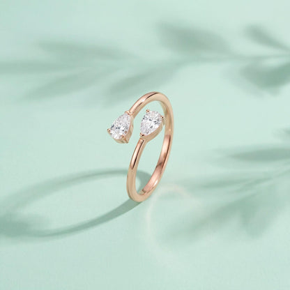 Rose Gold Adjustable Twin Pear Ring product image 2