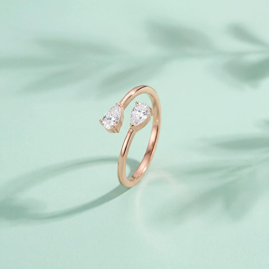 Rose Gold Adjustable Twin Pear Ring product image 2