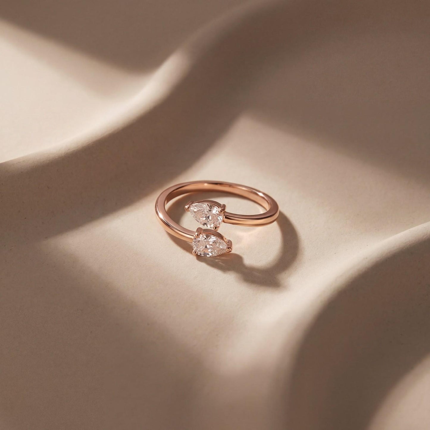 Rose Gold Adjustable Twin Pear Ring product image 3
