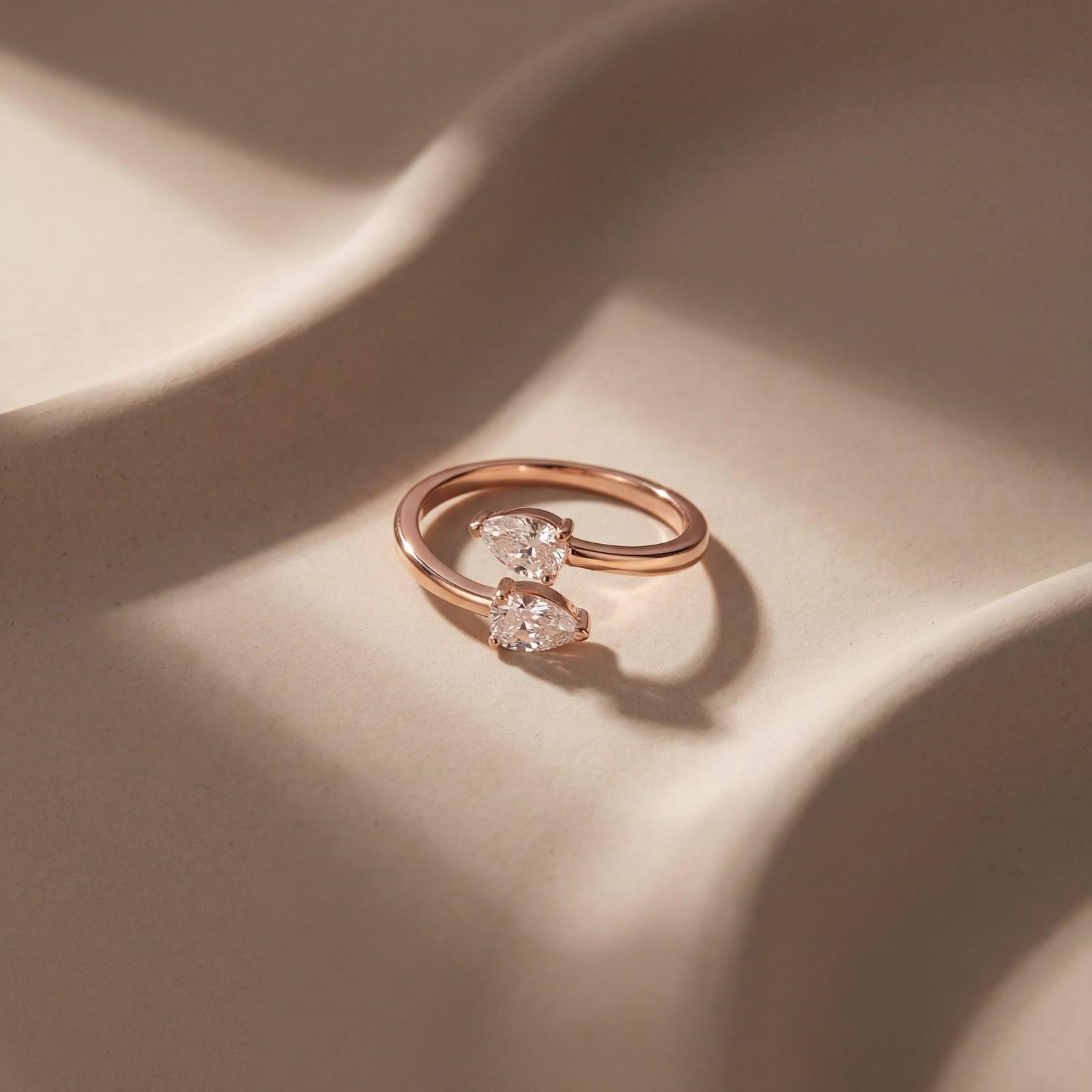 Rose Gold Adjustable Twin Pear Ring product image 3