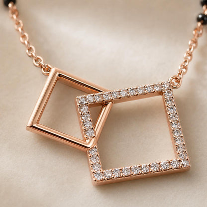 Rose Gold Twin Square Frame Mangalsutra design detail