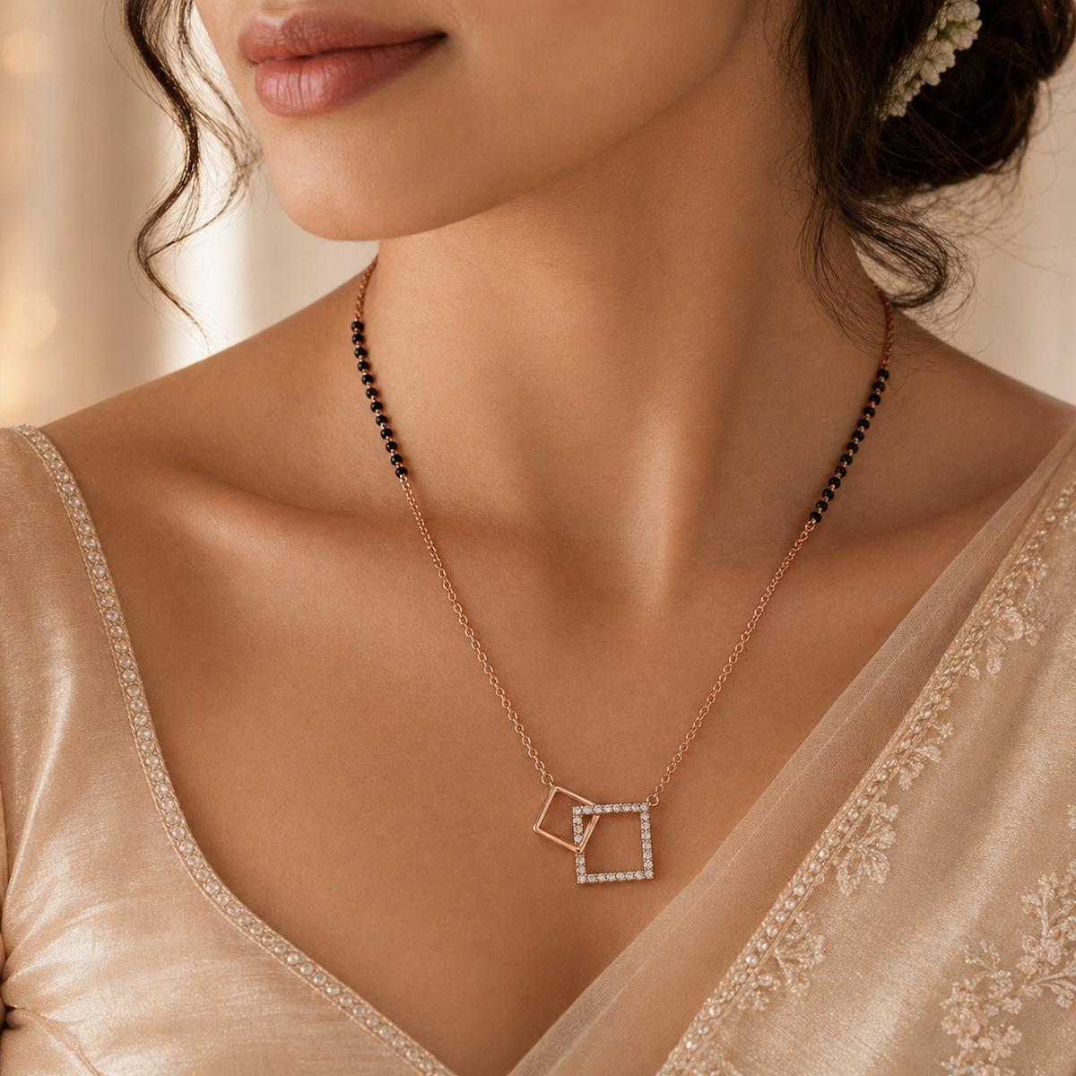 Rose Gold Twin Square Frame Mangalsutra product image 4