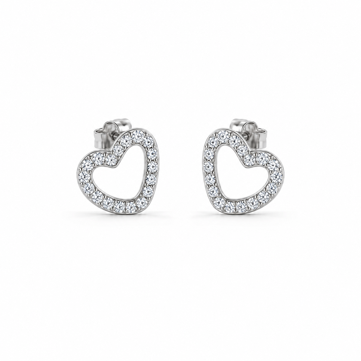 Silver Amora Open Heart Earrings