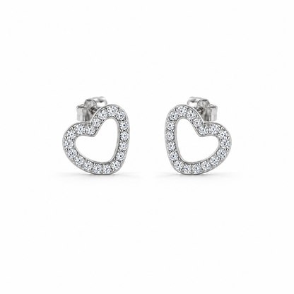 Silver Amora Open Heart Earrings