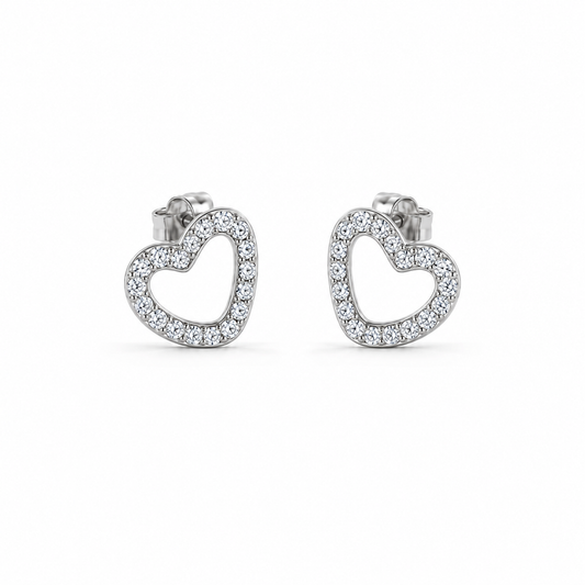 Silver Amora Open Heart Earrings