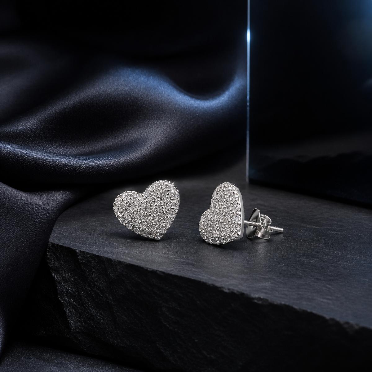Silver Amora Pave Heart Earrings product image 2