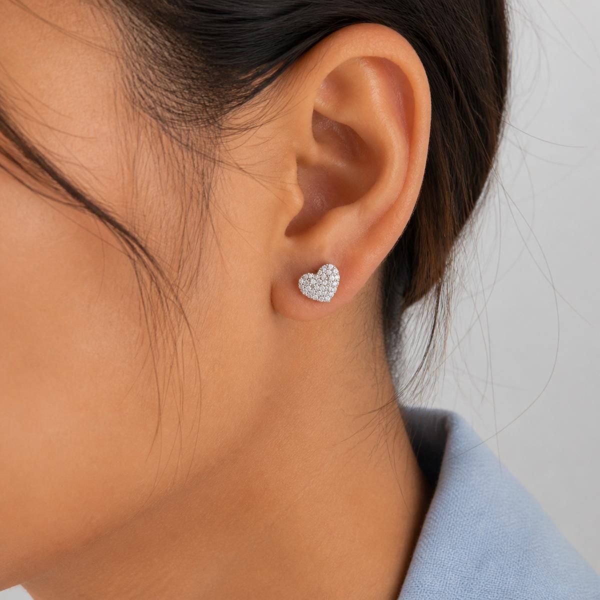 Silver Amora Pave Heart Earrings product image 3