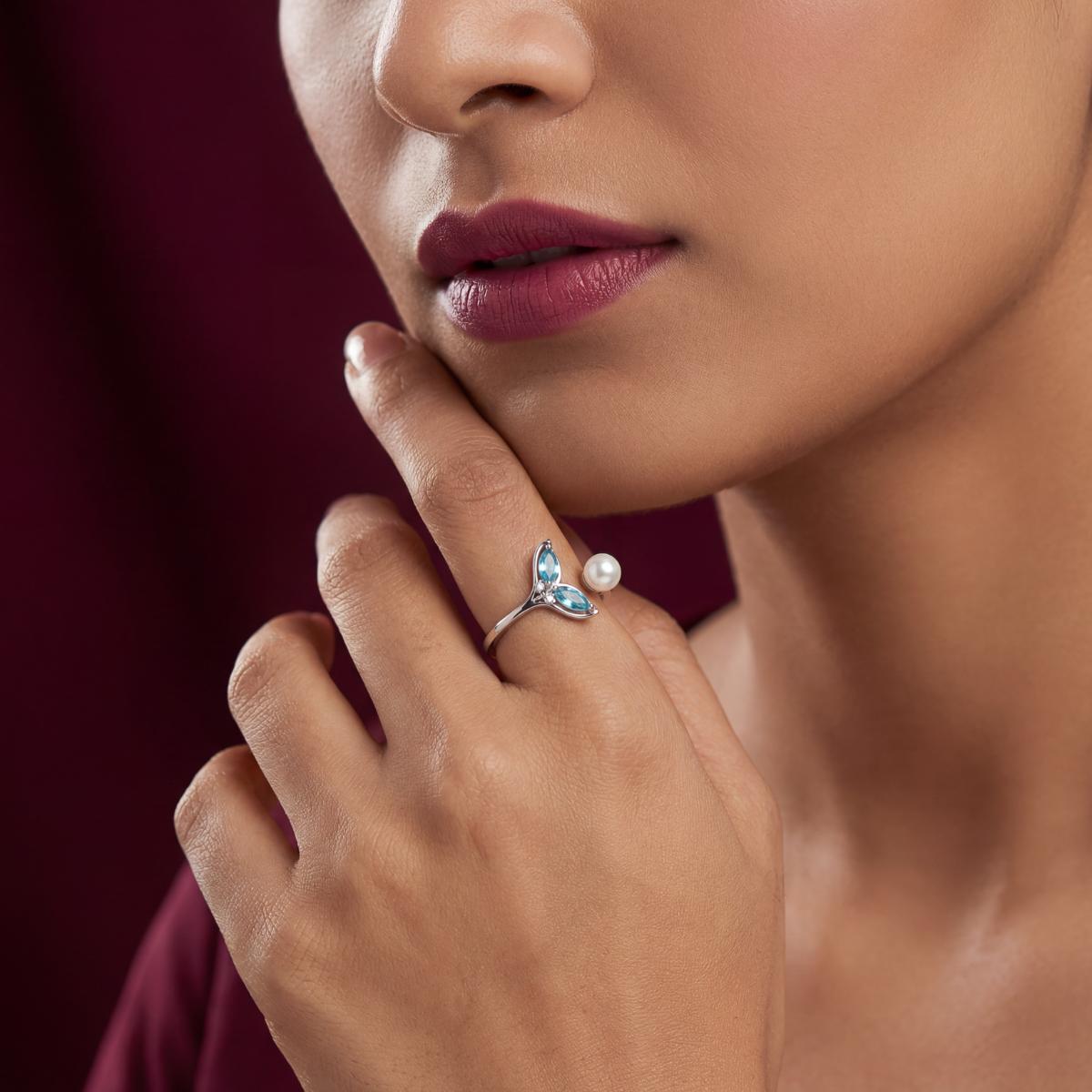 Silver Adjustable Aqua Bloom Ring product image 5