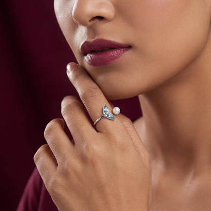 Silver Adjustable Aqua Bloom Ring product image 5