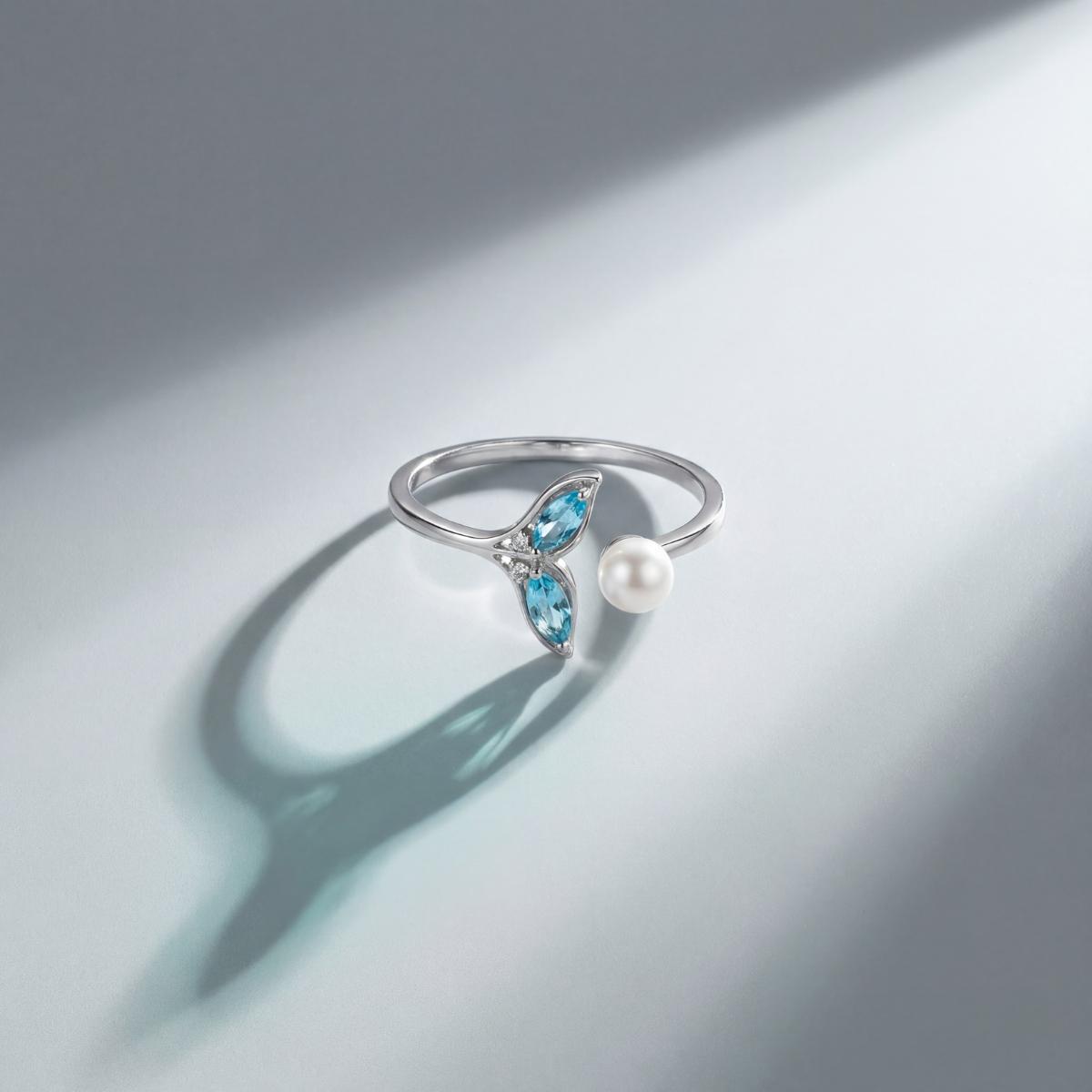 Silver Adjustable Aqua Bloom Ring product image 2
