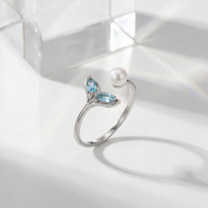 Silver Adjustable Aqua Bloom Ring product image 3