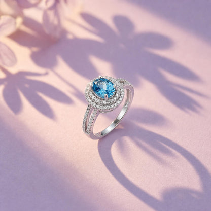Silver Aqua Halo Ring product image 6