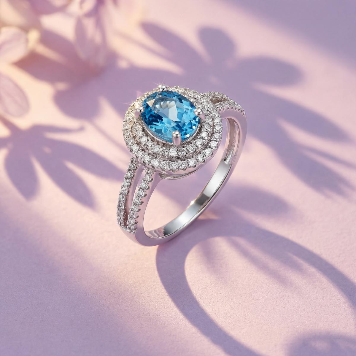 Silver Aqua Halo Ring product image 4