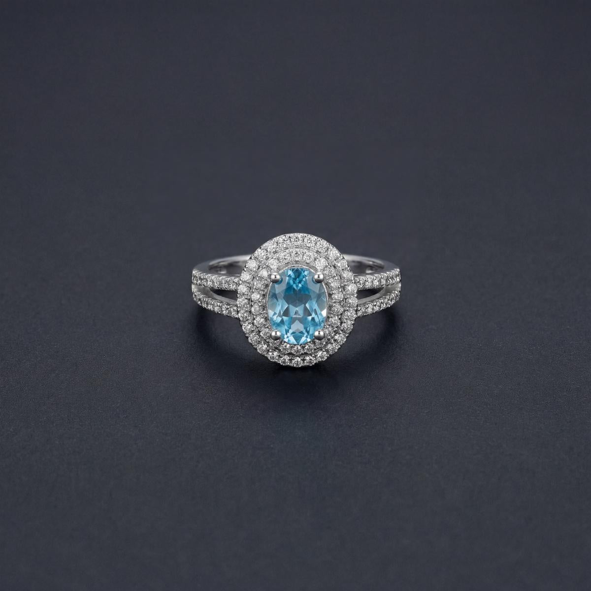 Silver Aqua Halo Ring product image 7