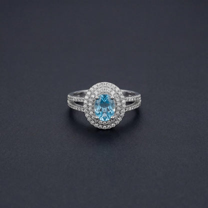 Silver Aqua Halo Ring product image 7