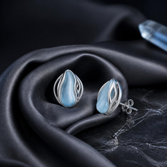Silver Aqua Orbit Shell Earrings product image 2