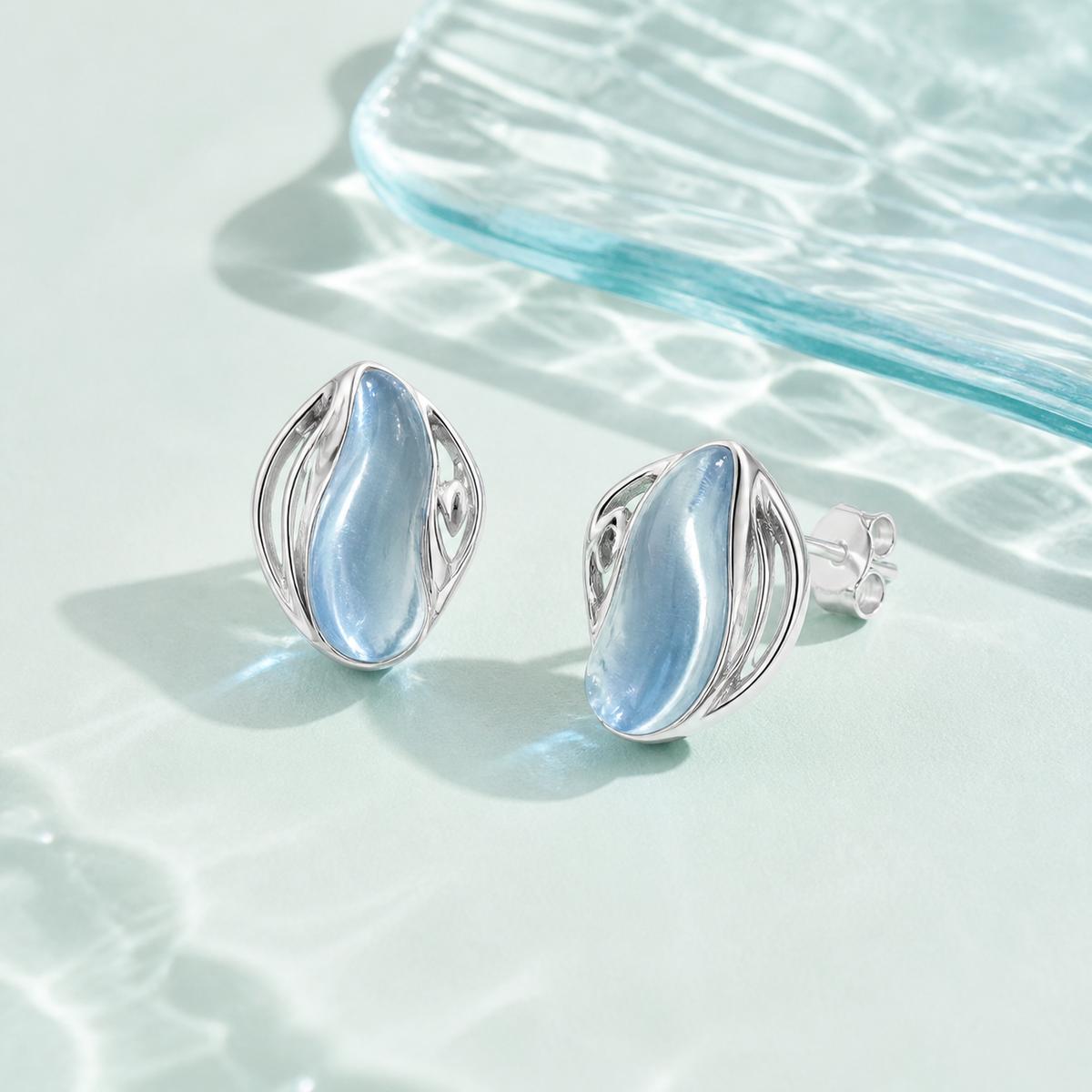 Silver Aqua Orbit Shell Earrings product image 5