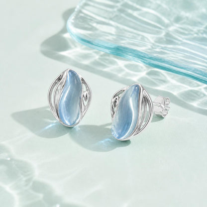 Silver Aqua Orbit Shell Earrings product image 5