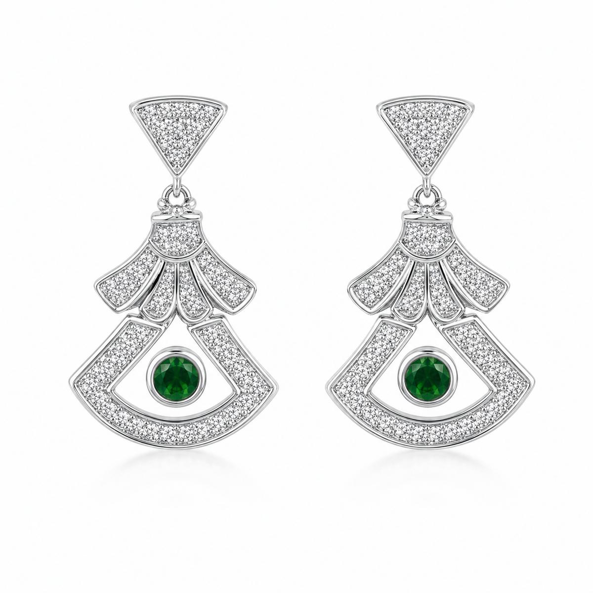 Silver Arcadia Emerald Fan Earrings product image 1
