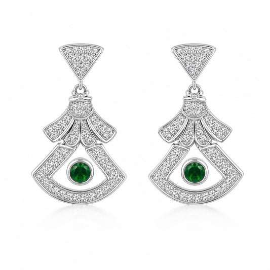 Silver Arcadia Emerald Fan Earrings product image 1