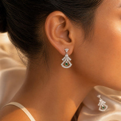 Silver Arcadia Emerald Fan Earrings product image 7