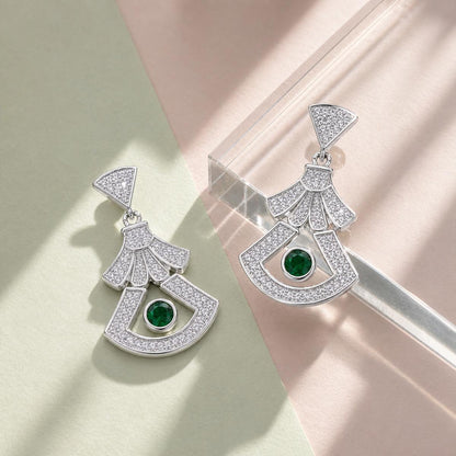 Silver Arcadia Emerald Fan Earrings product image 5