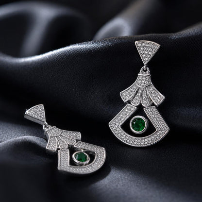 Silver Arcadia Emerald Fan Earrings product image 6
