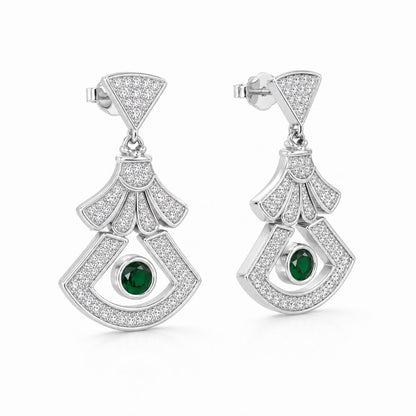 Silver Arcadia Emerald Fan Earrings product image 2