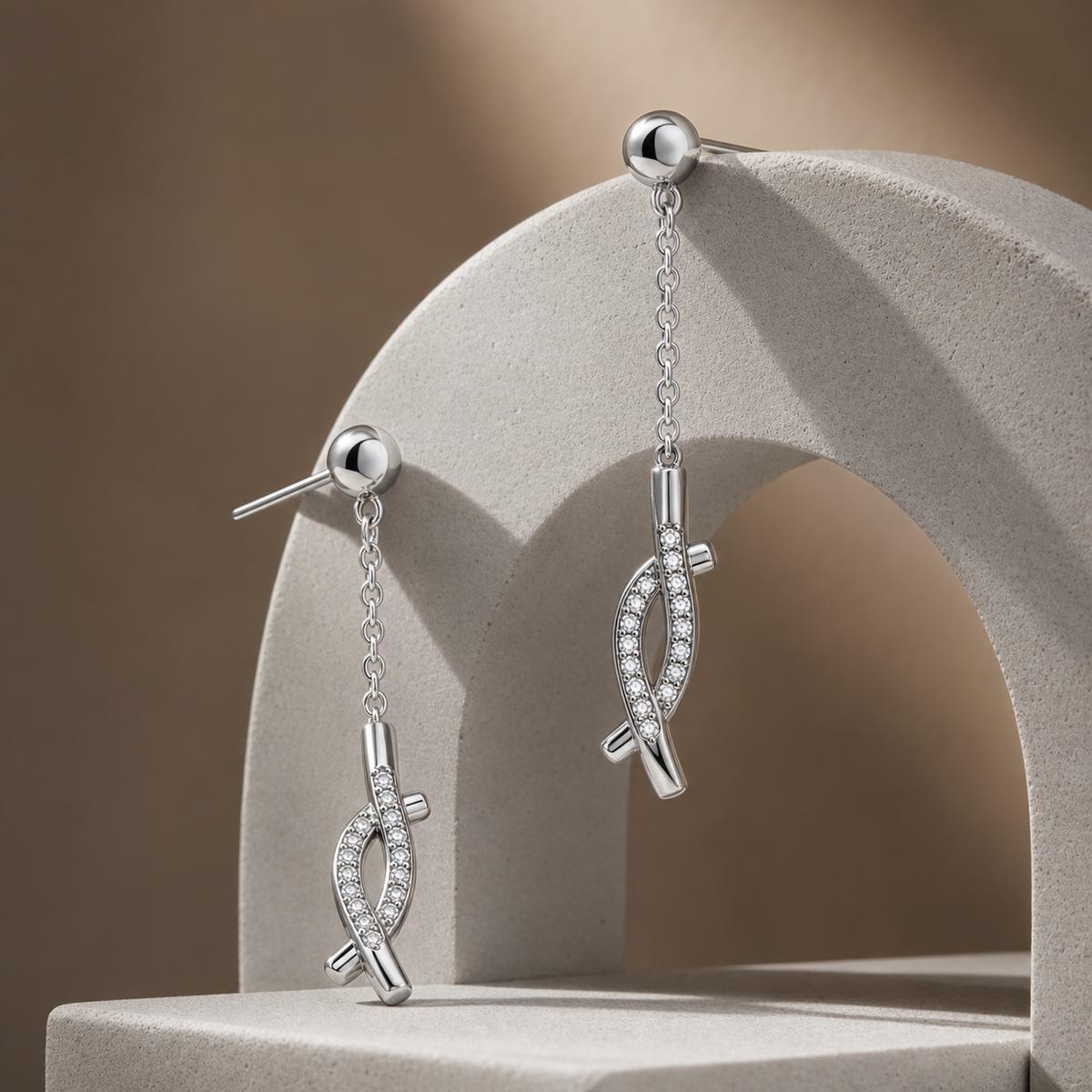 Silver Astra Chain Arrow Earrings product image 4