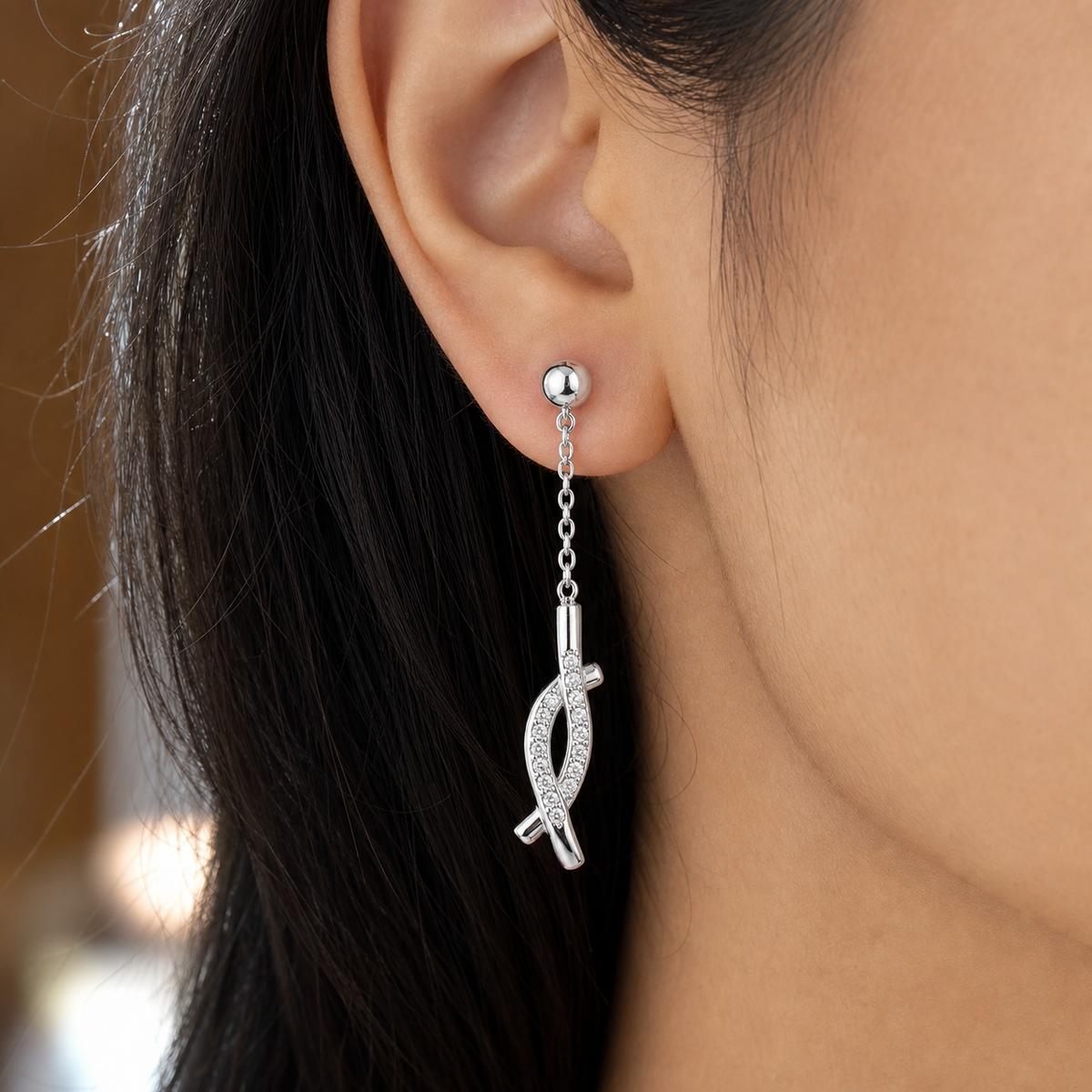 Silver Astra Chain Arrow Earrings product image 7