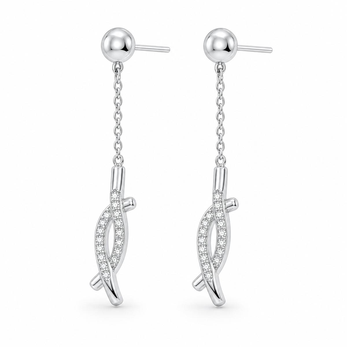 Silver Astra Chain Arrow Earrings product image 3