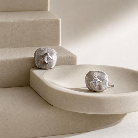 Silver Astra Ridge Dome Earrings product image 2