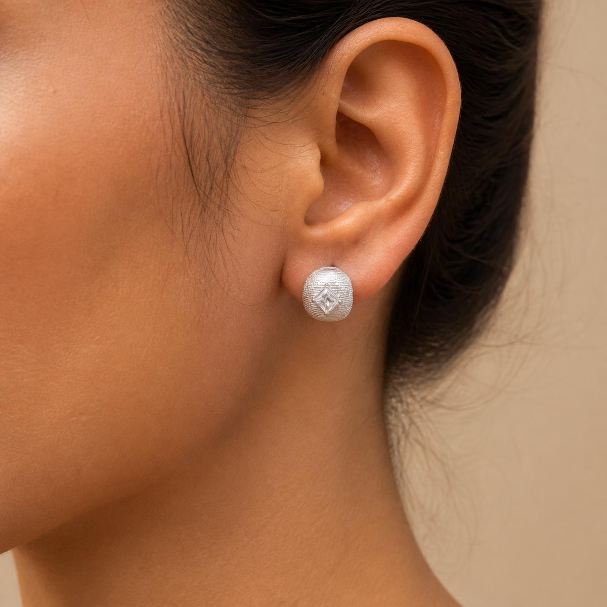 Silver Astra Ridge Dome Earrings product image 3
