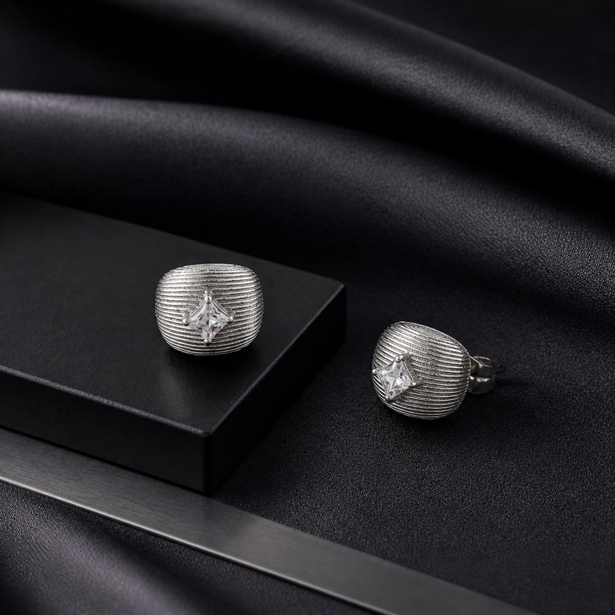 Silver Astra Ridge Dome Earrings product image 5