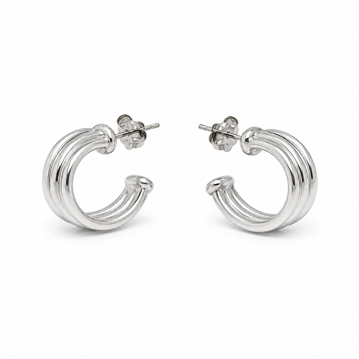 Silver Auria Ribbed Hoop Earrings product image 6